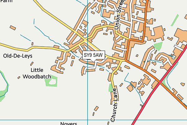 SY9 5AW map - OS VectorMap District (Ordnance Survey)