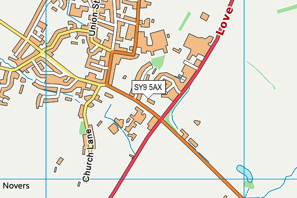 SY9 5AX map - OS VectorMap District (Ordnance Survey)