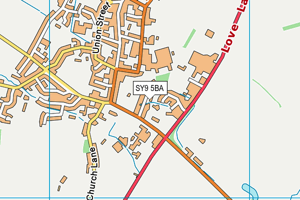 SY9 5BA map - OS VectorMap District (Ordnance Survey)