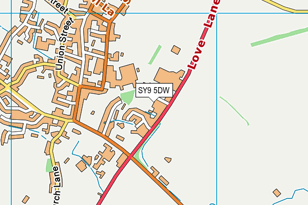 SY9 5DW map - OS VectorMap District (Ordnance Survey)