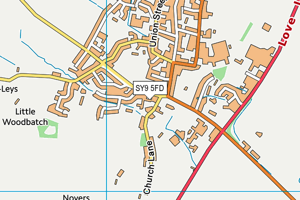 SY9 5FD map - OS VectorMap District (Ordnance Survey)