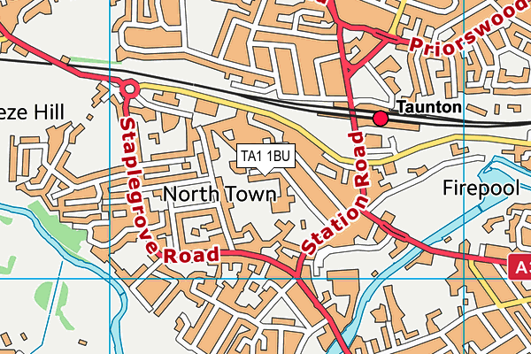 TA1 1BU map - OS VectorMap District (Ordnance Survey)