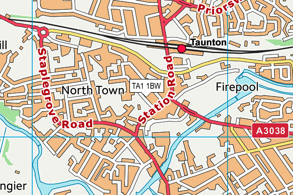 TA1 1BW map - OS VectorMap District (Ordnance Survey)