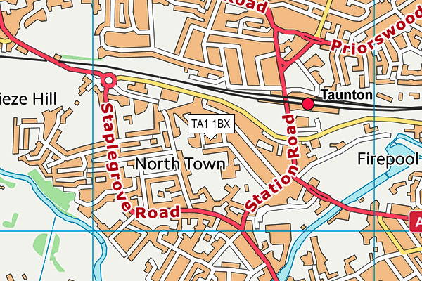 TA1 1BX map - OS VectorMap District (Ordnance Survey)