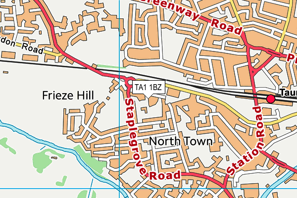 TA1 1BZ map - OS VectorMap District (Ordnance Survey)