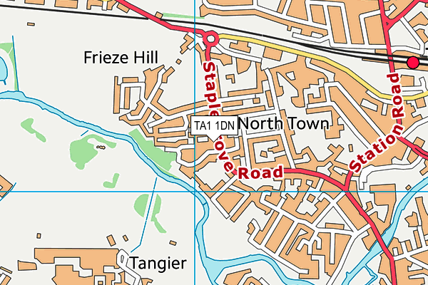 TA1 1DN map - OS VectorMap District (Ordnance Survey)