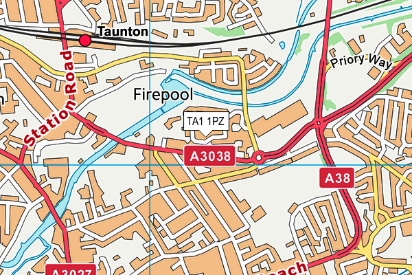 TA1 1PZ map - OS VectorMap District (Ordnance Survey)