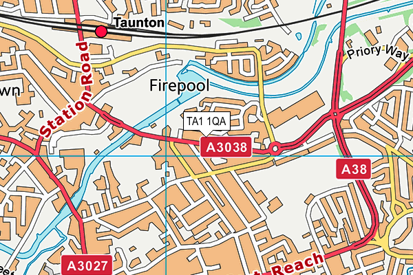 TA1 1QA map - OS VectorMap District (Ordnance Survey)