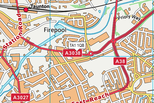 TA1 1QB map - OS VectorMap District (Ordnance Survey)