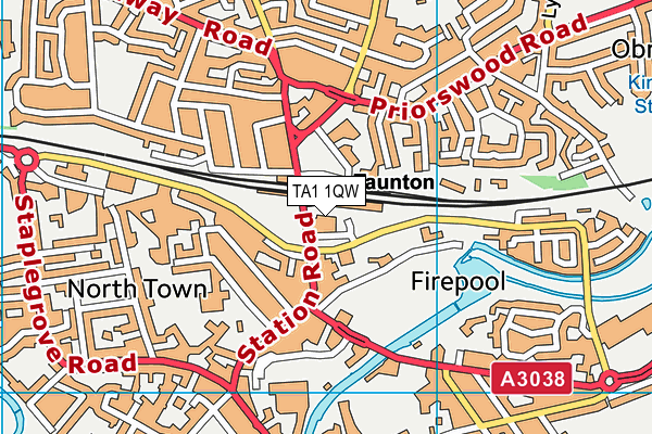 TA1 1QW map - OS VectorMap District (Ordnance Survey)