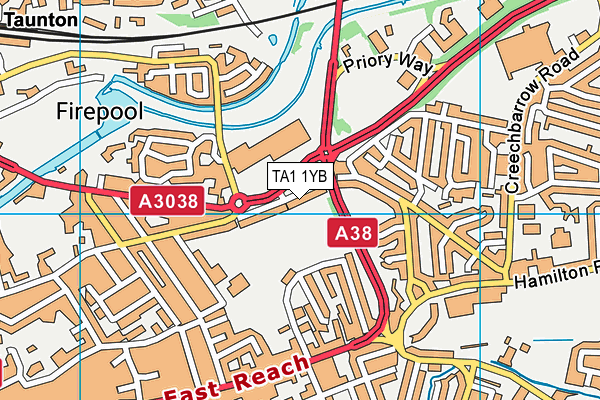 TA1 1YB map - OS VectorMap District (Ordnance Survey)