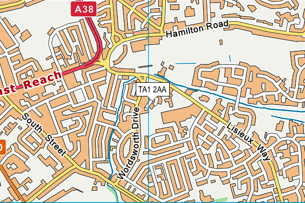 TA1 2AA map - OS VectorMap District (Ordnance Survey)