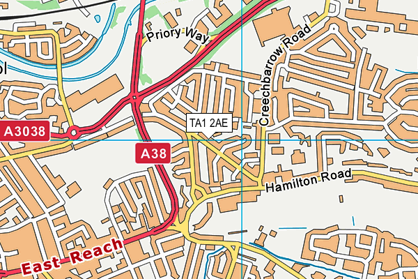 TA1 2AE map - OS VectorMap District (Ordnance Survey)