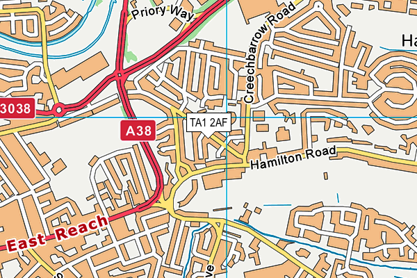 TA1 2AF map - OS VectorMap District (Ordnance Survey)