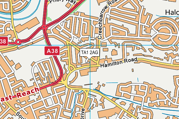 TA1 2AG map - OS VectorMap District (Ordnance Survey)