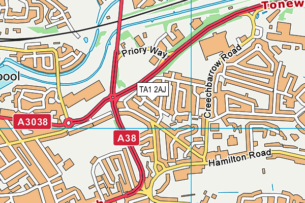 TA1 2AJ map - OS VectorMap District (Ordnance Survey)