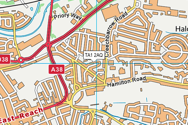 TA1 2AQ map - OS VectorMap District (Ordnance Survey)