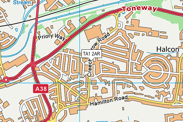 TA1 2AR map - OS VectorMap District (Ordnance Survey)