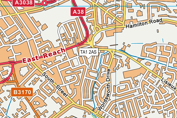 TA1 2AS map - OS VectorMap District (Ordnance Survey)