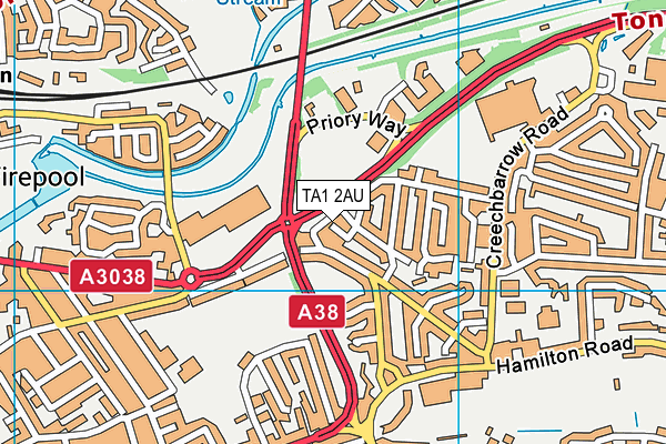 TA1 2AU map - OS VectorMap District (Ordnance Survey)