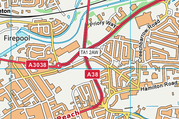 TA1 2AW map - OS VectorMap District (Ordnance Survey)