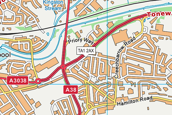 TA1 2AX map - OS VectorMap District (Ordnance Survey)