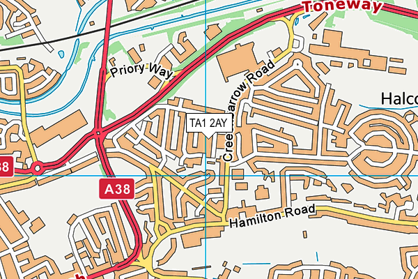 TA1 2AY map - OS VectorMap District (Ordnance Survey)