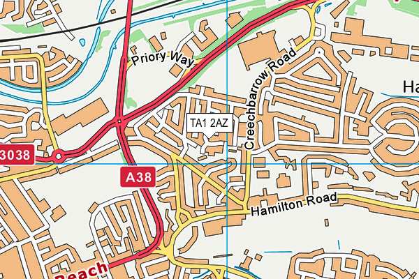 TA1 2AZ map - OS VectorMap District (Ordnance Survey)