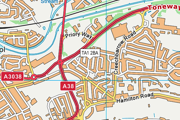 TA1 2BA map - OS VectorMap District (Ordnance Survey)