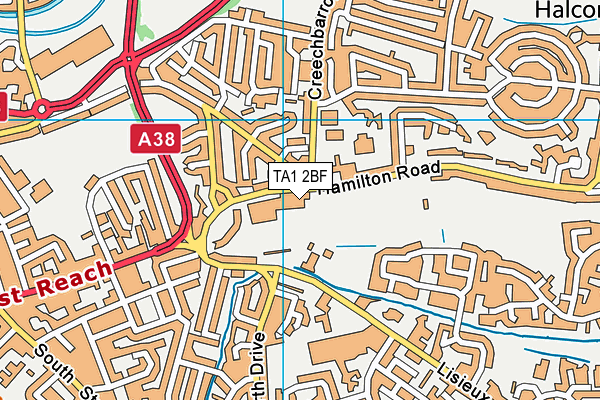TA1 2BF map - OS VectorMap District (Ordnance Survey)