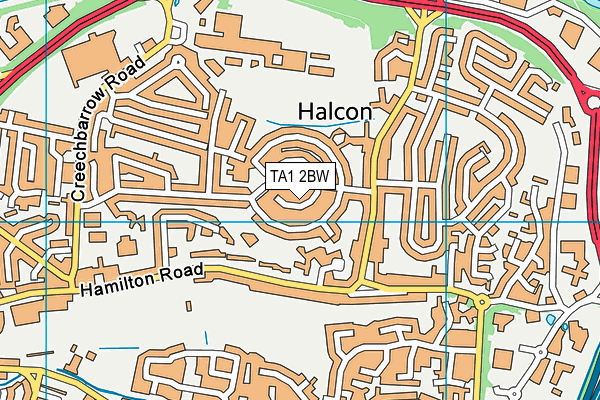 TA1 2BW map - OS VectorMap District (Ordnance Survey)