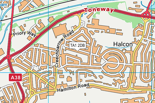 TA1 2DB map - OS VectorMap District (Ordnance Survey)