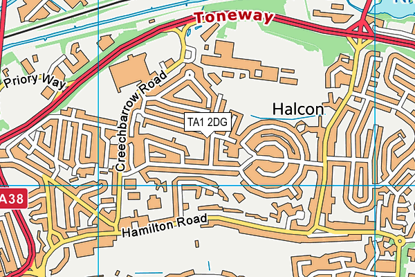 TA1 2DG map - OS VectorMap District (Ordnance Survey)