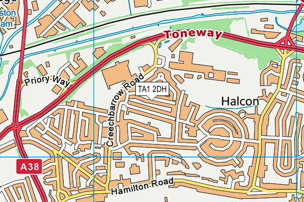 TA1 2DH map - OS VectorMap District (Ordnance Survey)