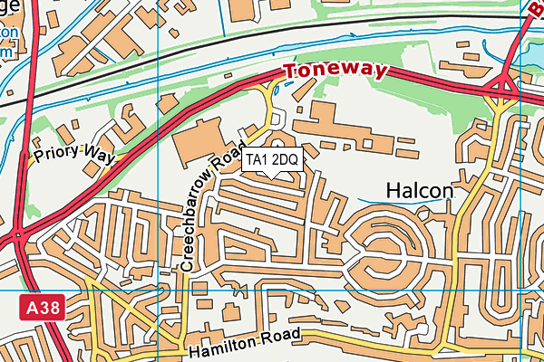 TA1 2DQ map - OS VectorMap District (Ordnance Survey)