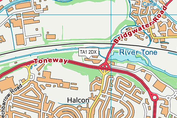 TA1 2DX map - OS VectorMap District (Ordnance Survey)