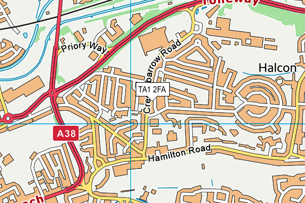 TA1 2FA map - OS VectorMap District (Ordnance Survey)