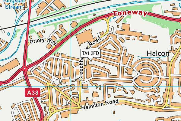 TA1 2FD map - OS VectorMap District (Ordnance Survey)