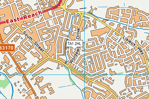 TA1 2HL map - OS VectorMap District (Ordnance Survey)