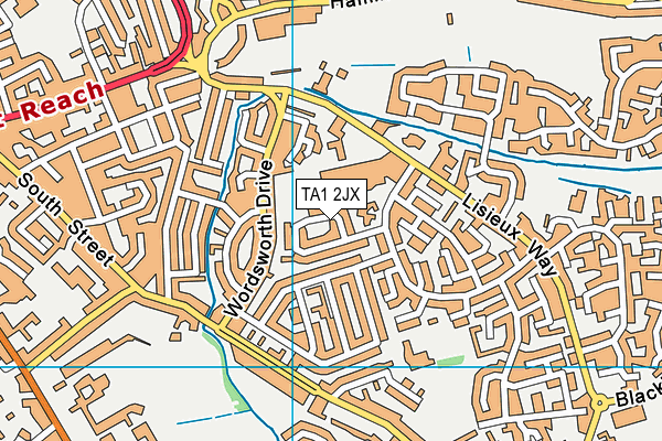 TA1 2JX map - OS VectorMap District (Ordnance Survey)