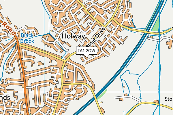 TA1 2QW map - OS VectorMap District (Ordnance Survey)