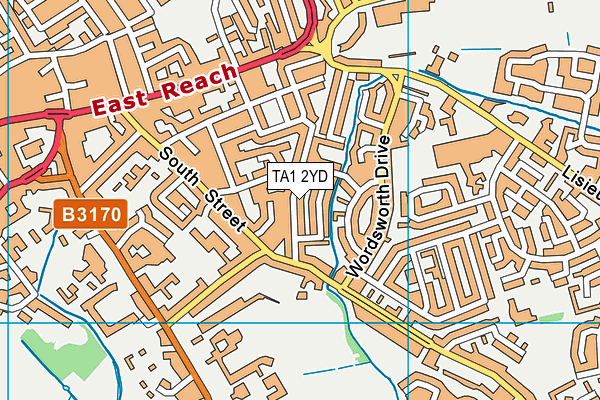 TA1 2YD map - OS VectorMap District (Ordnance Survey)