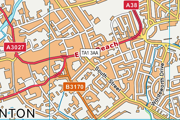 TA1 3AA map - OS VectorMap District (Ordnance Survey)