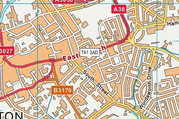 TA1 3AD map - OS VectorMap District (Ordnance Survey)