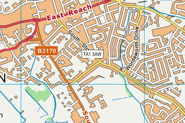 TA1 3AW map - OS VectorMap District (Ordnance Survey)