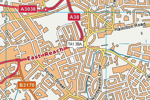 TA1 3BA map - OS VectorMap District (Ordnance Survey)
