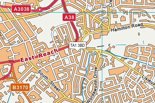 TA1 3BD map - OS VectorMap District (Ordnance Survey)
