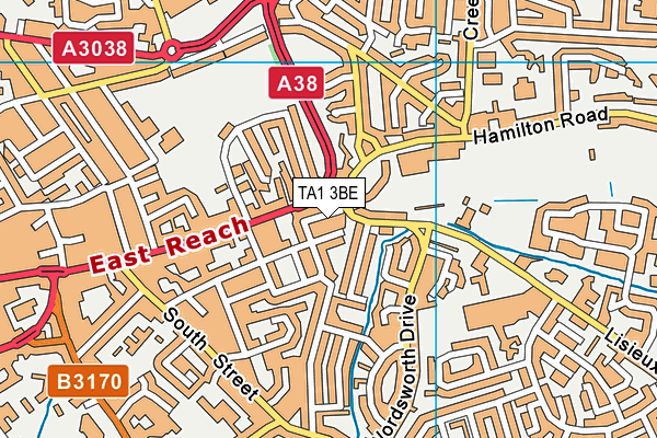 TA1 3BE map - OS VectorMap District (Ordnance Survey)