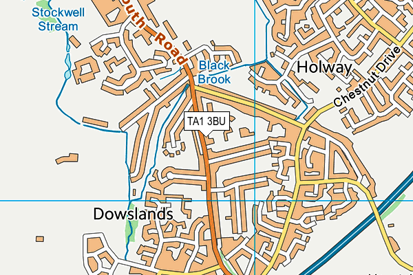 TA1 3BU map - OS VectorMap District (Ordnance Survey)