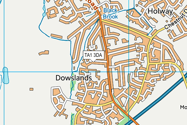 TA1 3DA map - OS VectorMap District (Ordnance Survey)